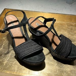 Ugg Black open toe wedges.